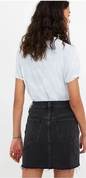 Madewell Stretch Denim Straight Mini Skirt in‎ Ashcraft Wash: Raw-Hemmed Edition thumbnail 1