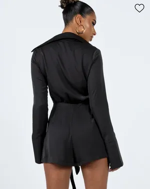Princess Polly Black Long Sleeve Romper thumbnail 2