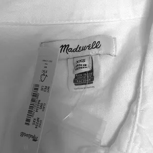 NEW Madewell White Linen Asymmetric Button Up Long Sleeve Mini Shirt Dress XXS thumbnail 8