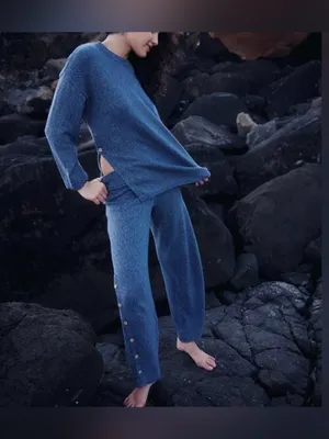 NWT Free People Free-Est Button Up Sweater Set - Blue Sea Combo - XS thumbnail 3
