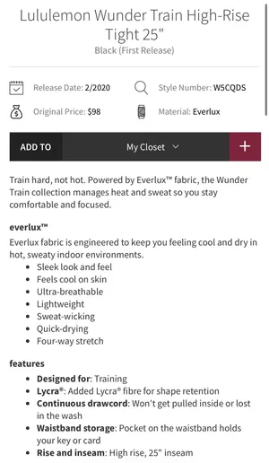 Lululemon Wunder Train High-Rise Tight 25" Black (First Release) 8 thumbnail 9