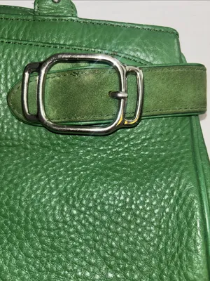 Cole Haan Vintage Green Leather Handbag Silver Hardware Suede Detail Preloved thumbnail 6