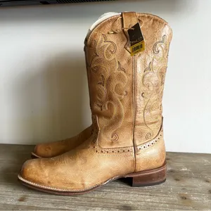 ROPER NEW Women’s Lindsey Tan Leather Square Toe Boot Size 9 #B1657A thumbnail 5