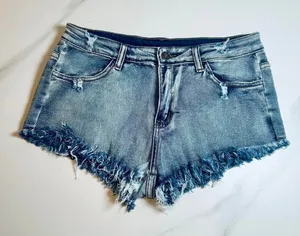American Vintage Vintage Y2K‎ 2000s Micro Mini Raw Hem Distressed denim shorts thumbnail 1