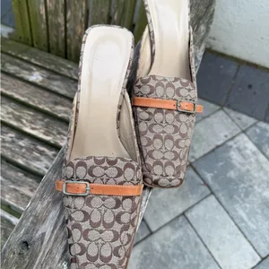 Coach Signature Logo Canvas Gwynne Mules‎ Brown Size 8.5 SEE PHOTOS B thumbnail 2
