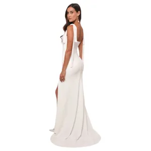 Lulus White Tie-Strap Wedding Dress with Train NWT Size Small thumbnail 2