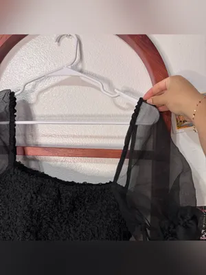 Staud Black Organza Puff Sleeve Crop Top thumbnail 4