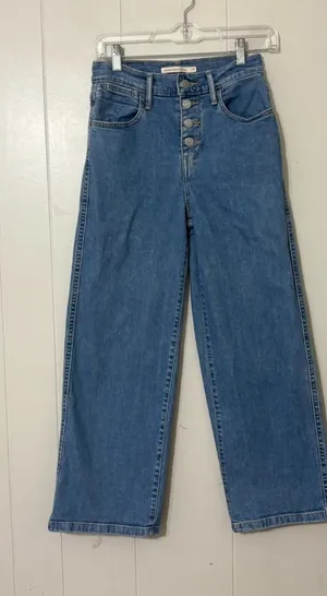 Levi’s Mile High Wide Leg Cropped Jeans Women’s Size 25 High Rise Button Fly thumbnail 1