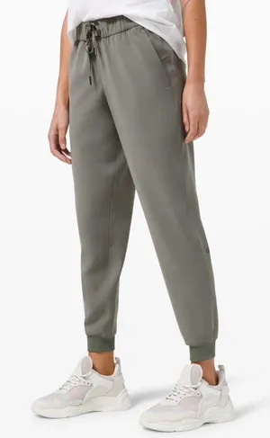 Lululemon Light Grey Sage Green On The Fly Jogger Pants Woven 28" Inseam M/L thumbnail 1