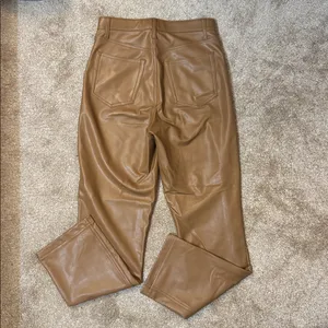 Abercrombie & Fitch Tan Curve Love Straight Leg Leather Pants thumbnail 8