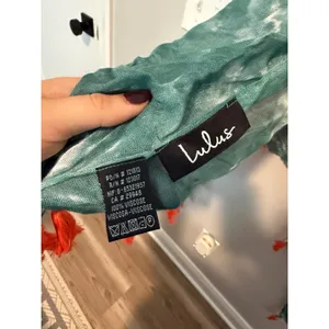 Lulus Tie Dye Tassel Kimono Wrap Shawl Orange Teal Green Viscose Boho One Size thumbnail 2