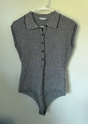 ZARA Striped Bodysuit Navy and White thumbnail 1