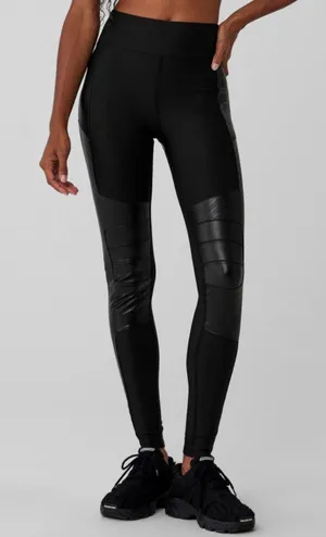 Alo Airlift Winter Warm High-Waist Supermoto Leggings Black Edgy Hi-Rise Leather thumbnail 1