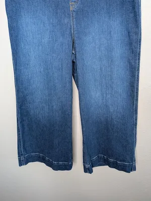 Spanx Womens XL Shapxshape Denim Blue Wide-Leg Crop Jeans 21649q thumbnail 3