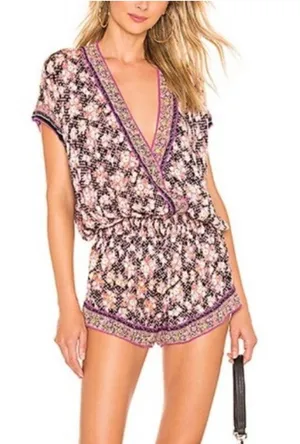 Poupette St. Barth Women's Boho Pink Fressia Amora Romper Size Small thumbnail 1