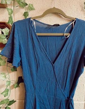Lulus nwt heart of marigold denim blue wrap maxi dress thumbnail 4