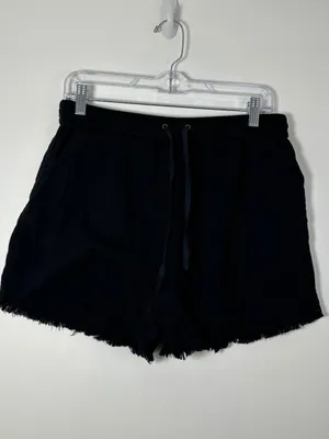 Aritzia Wilfred Free Womens Medium Sail Shorts Pull-On Drawstring Raw Hem Black thumbnail 2