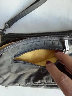 Baggallini Gray Wristlet Organizer with Yellow Interior thumbnail 4
