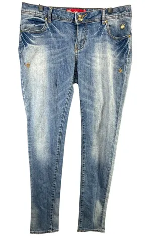 Vintage Apple Bottoms Y2K Jeans Womens 34x34 9/10 Blue Gold Accents Low Rise thumbnail 1