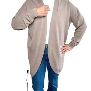 Babaton Taupe Open Front Long Cocoon Cardigan XS thumbnail 3