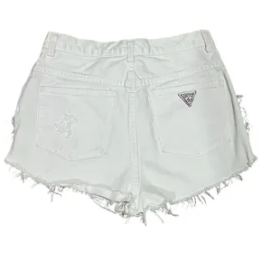 Vintage GUESS Women's White High-Waisted Cut-Off Denim Shorts Standard Size 12 thumbnail 5