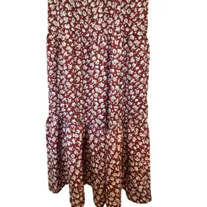 One Shoulder Floral Tiered Maxi Dress M Burgundy Coastal‎ Summer Wedding Garden thumbnail 3