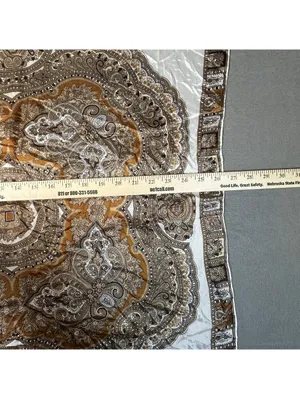Vintage Square Mandala Pattern Silky Scarf in Cream and Brown Boho Medallion thumbnail 10