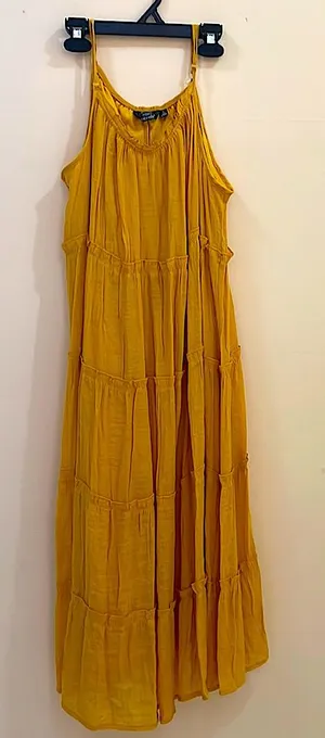 Mille Gabrielle Womens Tiered Boho Maxi Dress Size M Yellow Mustard color thumbnail 1
