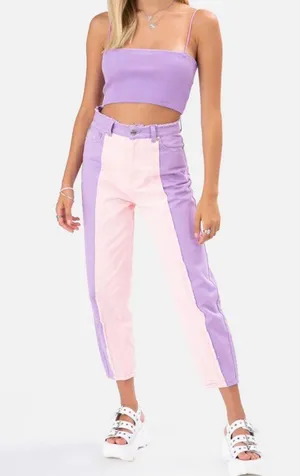 Adika Two Colored Mom Jeans thumbnail 1