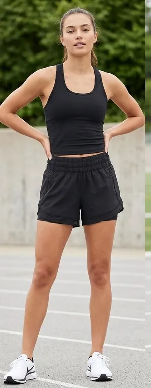 Athleta High Rise Mesh Racer Run Shorts 3” Black Athletic Performance Medium thumbnail 1