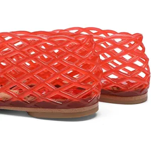 BRAND NEW ~ Red Jelly Mesh Flats Sandals Summer Beach Sandals ~ Women's 9 1/2 thumbnail 5