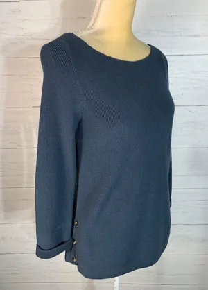 Ann Taylor Blue Sweater Slits with Buttons Woman’s Size Small. thumbnail 6