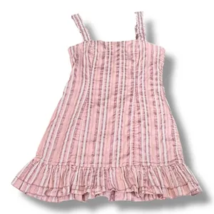 Alexis‎ Brandy Dress Rose Stripe Mini Pink White Ruffle Hem Square Neck Cotton thumbnail 7