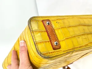 Dooney & Bourke Croco Embossed Sunburst Yellow Leather Lexington Shopper Tote thumbnail 13