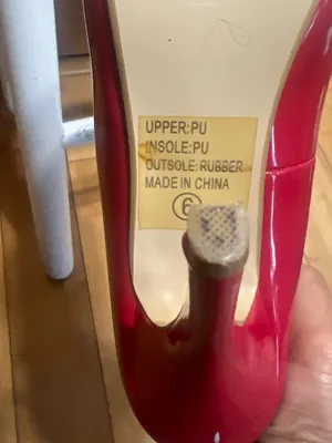 Classic Patent Peep-Toe High Heels in Red thumbnail 4