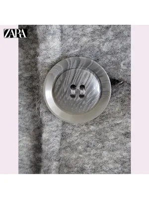 ZARA Gray Coat with Cream Faux-Shearling Collar thumbnail 5
