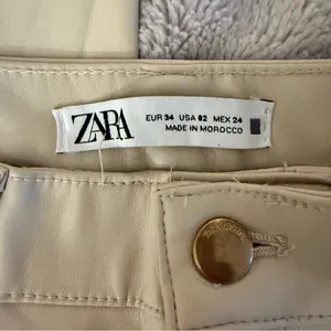 Zara Cream Faux Leather Pants thumbnail 5