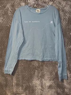 Dirtee Laundry Take Me Anywhere Long Sleeve Crop Top XL Blue thumbnail 3