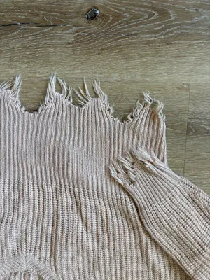 Frayed Hem V Neck Sweater thumbnail 2