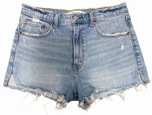 Abercrombie & Fitch The Mom Short Distressed High Rise Denim Blue Size‎ 30 thumbnail 1
