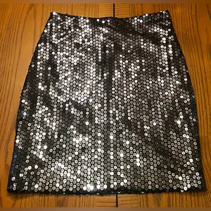 Cache Black Sequin Encrusted Lined Mini‎ Pencil Skirt Size Small Vintage 1970s thumbnail 1