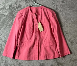 Sigrid Olsen Pink Textured Blazer Jacket Button Front‎ Lightweight Career SM New thumbnail 1