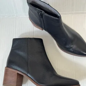 Seychelles Black Leather Ankle Boots Womens 7.5 Fall Boho Booties Stacked Heels thumbnail 11