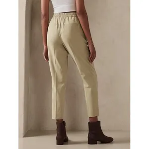 Banana Republic Airstretch Tapered Pant Khaki Beige Elastic Waist Ankle M thumbnail 2