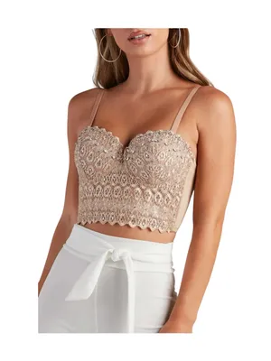 new Windsor ☀︎︎ Lace Beaded Bustier Top ☀︎︎ Nude ☀︎︎ XL ☀︎︎ Festival Date Night thumbnail 5