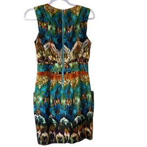 Guess Los Angeles VTG Mini Sheath Dress Y2K Watercolor Formal Party Dress thumbnail 6