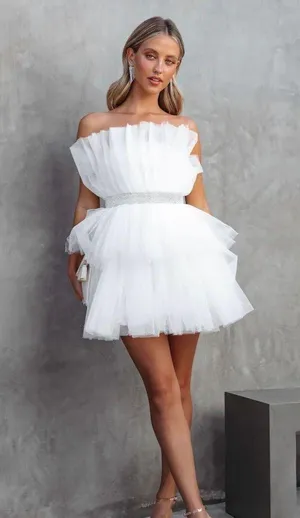 white Rhinestone Tulle Dress thumbnail 1