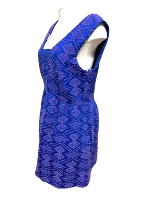 Maeve for Anthropologie Blue Purple Geometric Print Mini Dress Size 12 thumbnail 6