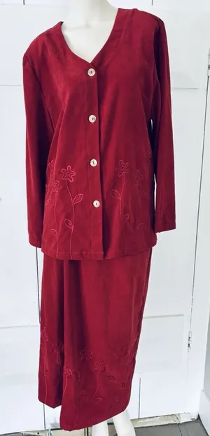 Vintage Country Wear Casuals 2 Piece Suit Dress Red Cottagecore Womens Small thumbnail 1