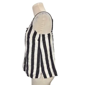 Vince Camuto Black White Striped Linen Blend Tie Front Cami Top Womens‎ Small thumbnail 2